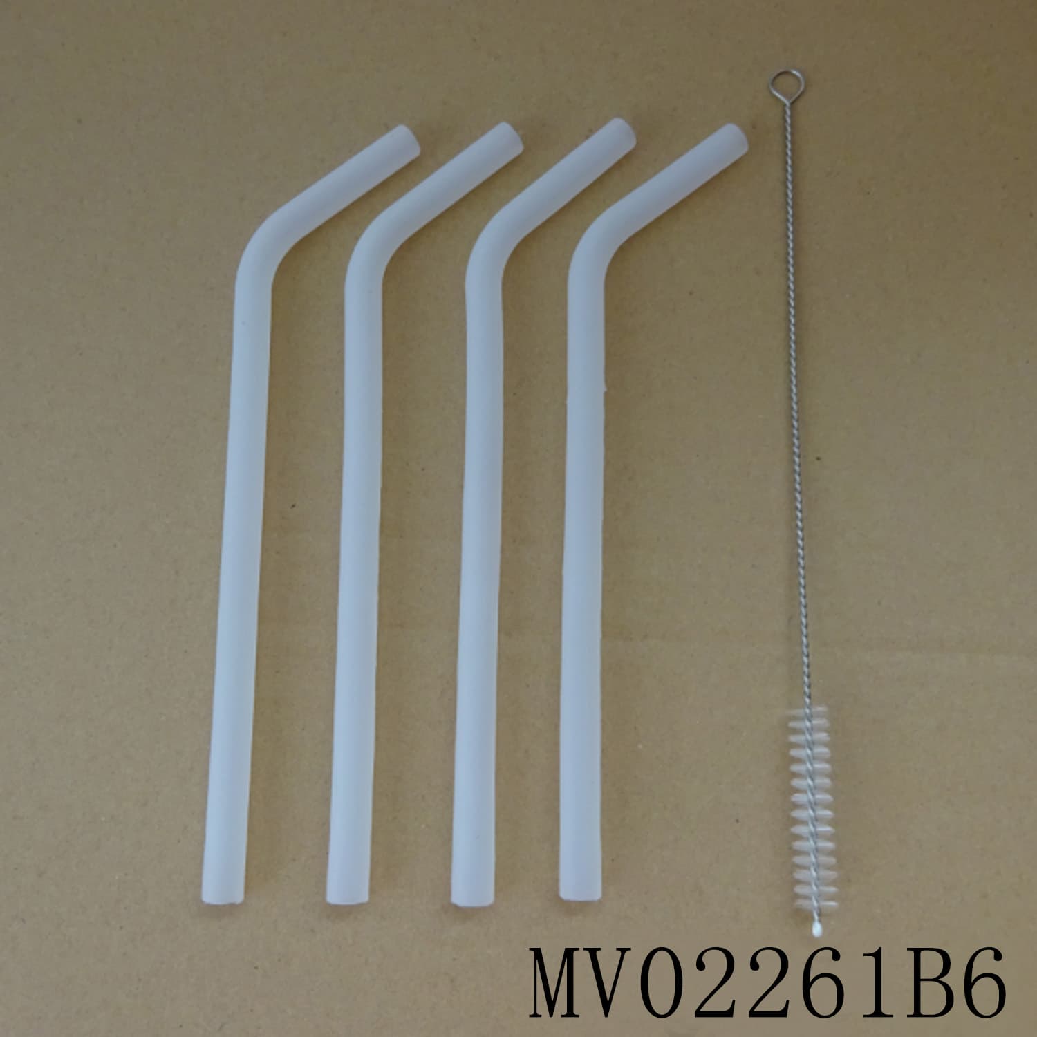 MV02261B6 4Pcs Flexible Folding Silicone Straws W/Cleaning Brush