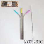 4Pcs Silicone Stainless Steel Straws With Cleaning Brush