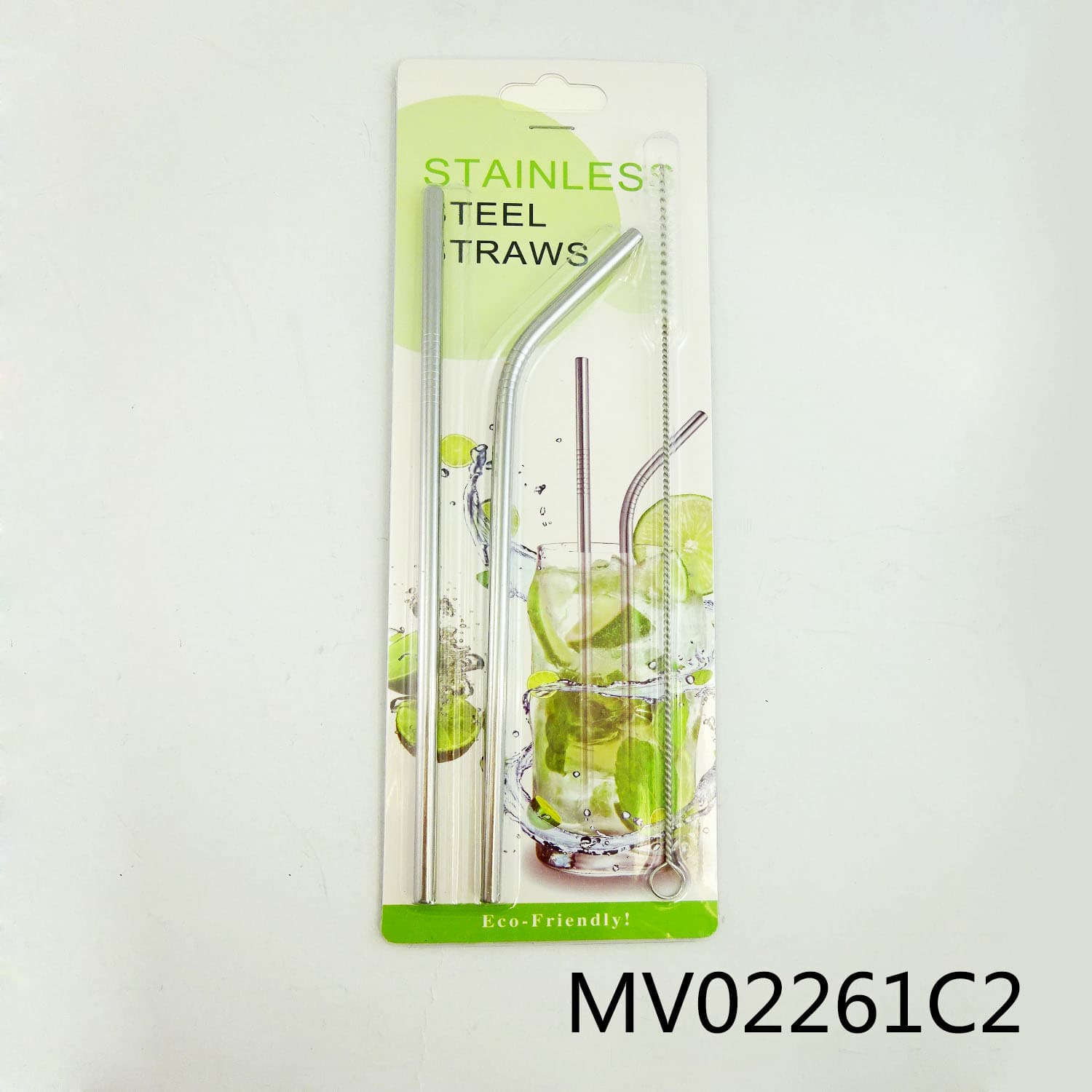 MV02261C2 2Pcs Stainless Steel Straws With Cleaning Brush