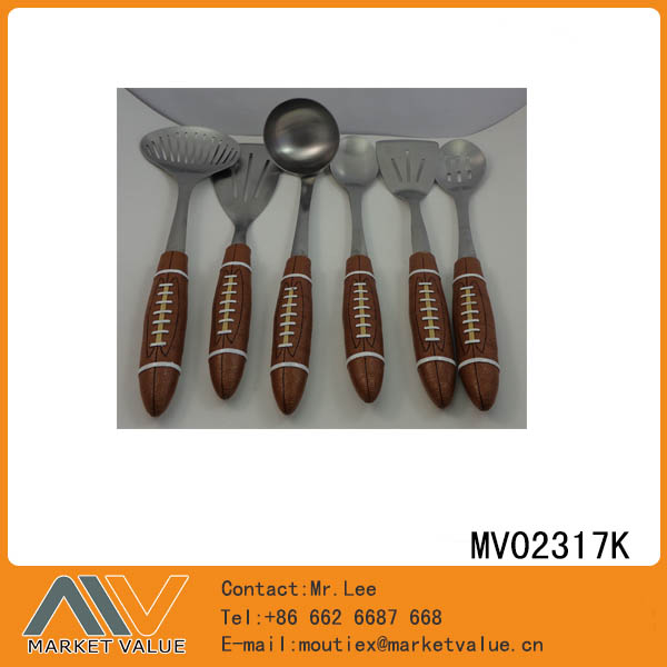 6Pcs S/S Kitchen Tools With Resin Handle(Rugby)