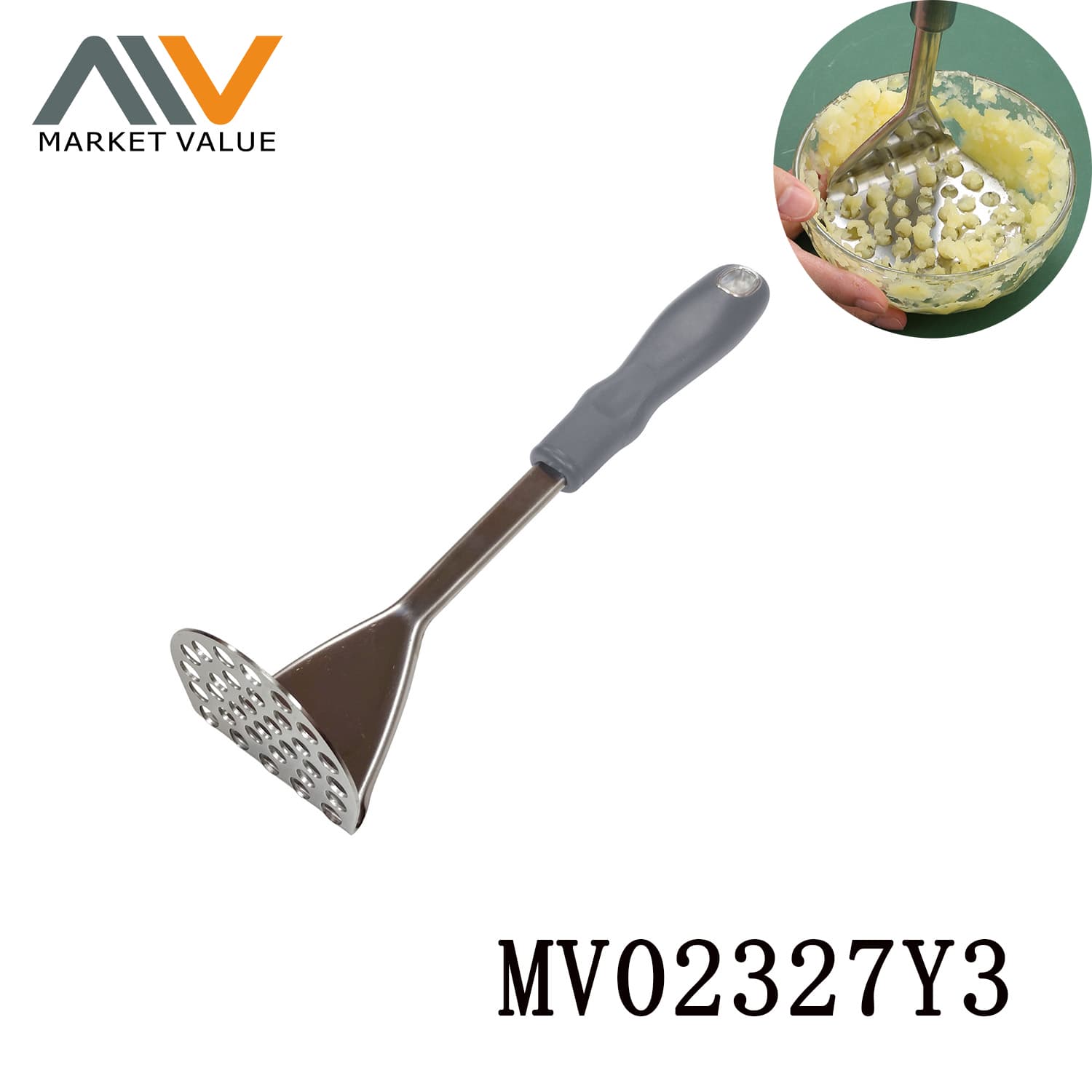MV02327Y3 Ss Potato Press With Tpr Handle