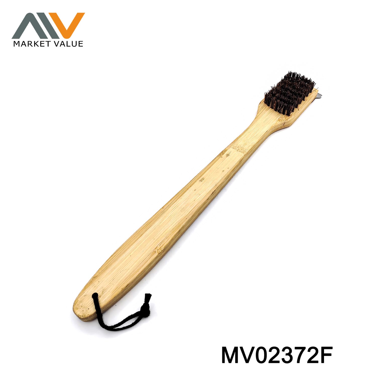 MV02372F 18" Bbq Grill Brush Palmyra Bristle Bamboo Handle Tag