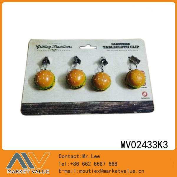 MV02433K3 4Pcs Tablecloth Weights (Hamberger Shaped Resin)