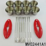 18Pcs Crab Plier+8Pcs Forks+8Pcs S/S Cup In Box