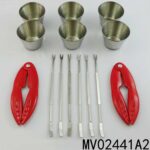 14Pcs Crab Plier+6Pcs Forks+6Pcs S/S Cup In Box