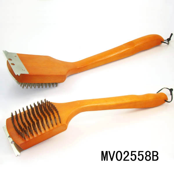 MV02558B 19" Wooden Handle Bbq Brush