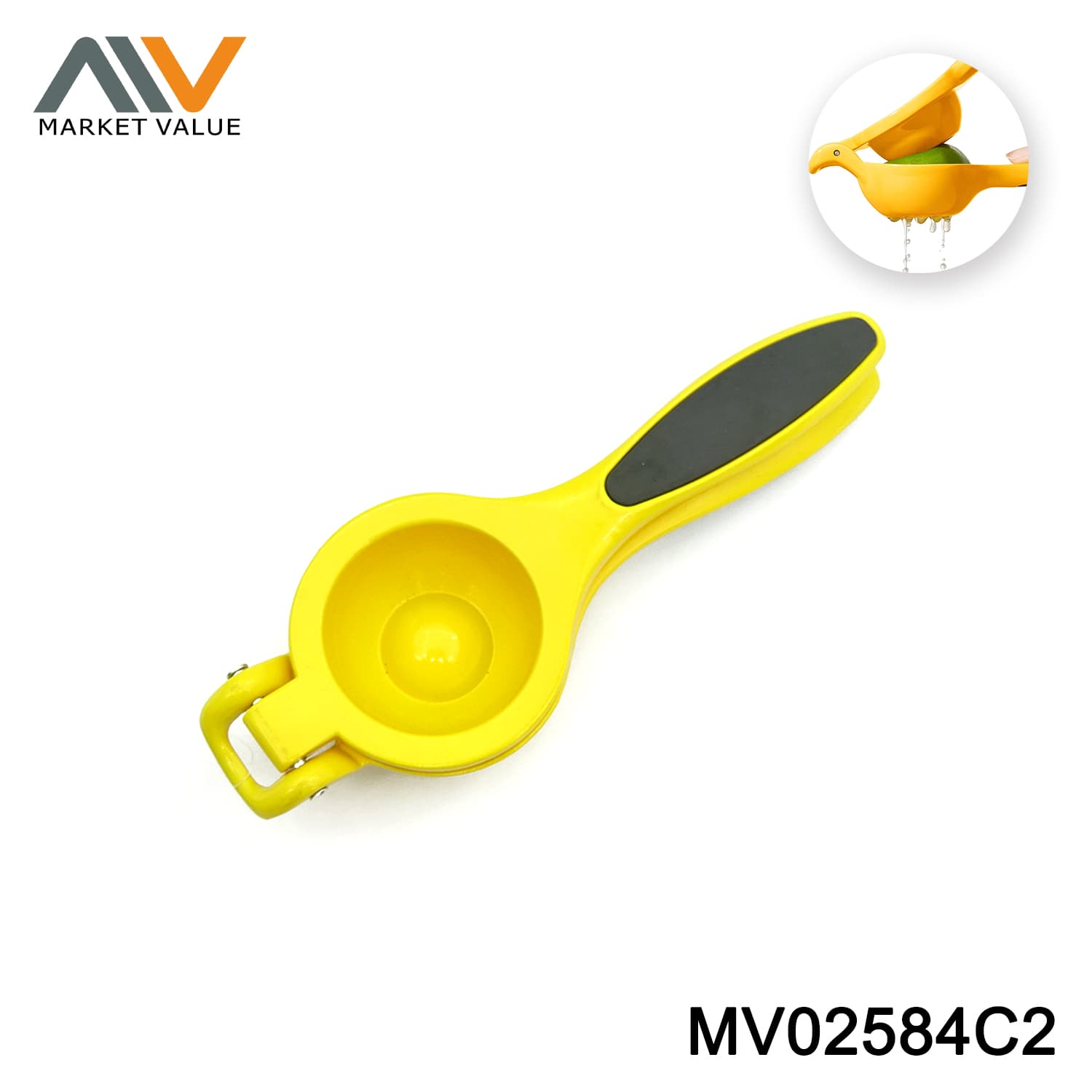 MV02584C2 7CM Zinc Allon Lemon Press WITH Soft Handle Coating TC