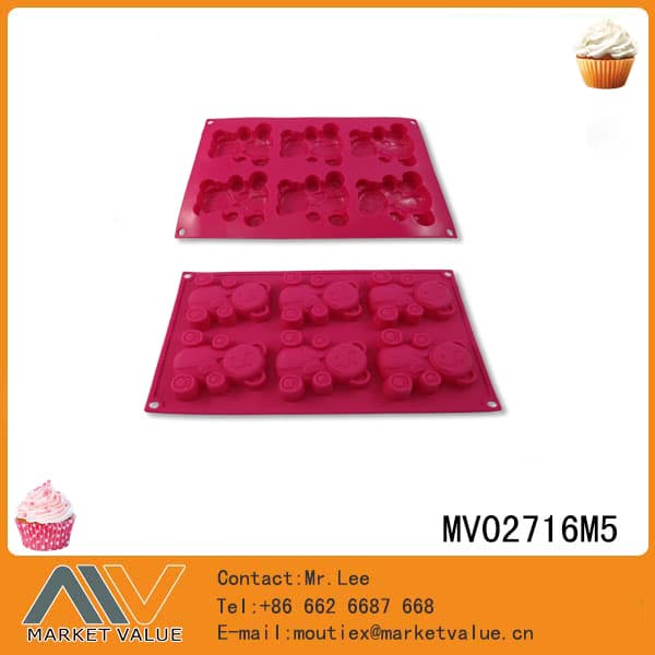 MV02716M5 A Set With 6Pcs Bear Shape Cake Mold