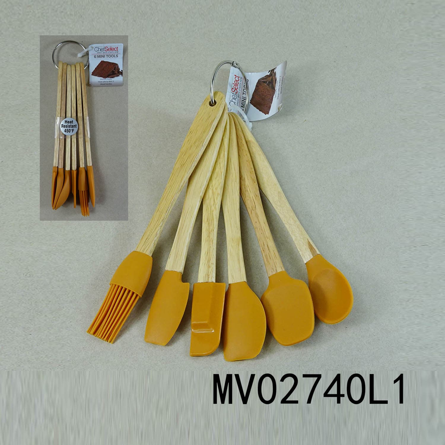 MV02740L1 6Pcs Wooden Handle Mini Silicone Tools (Brush & Scraper)