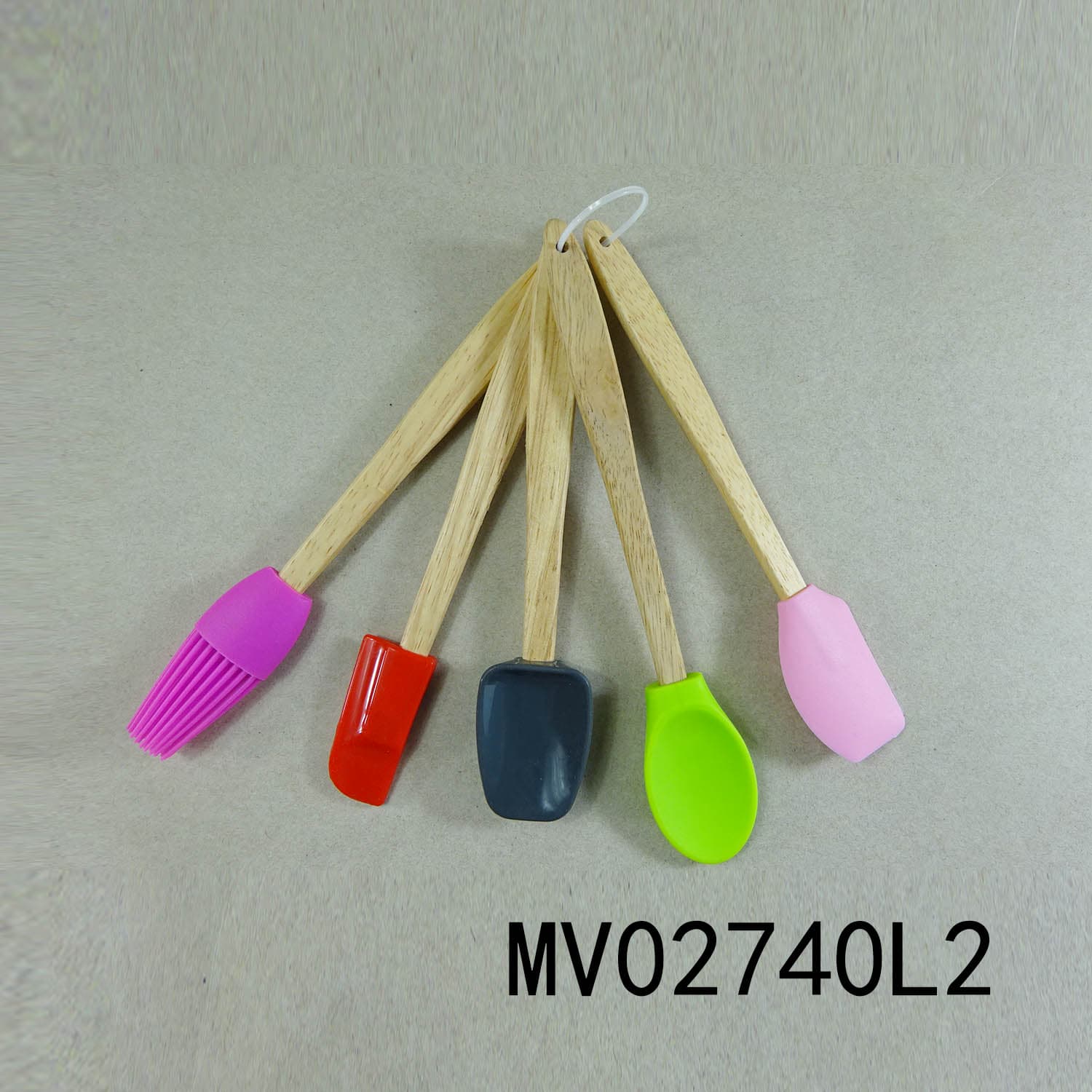 MV02740L2 5Pcs Wooden Handle Mini Silicone Tools (Brush & Scraper)