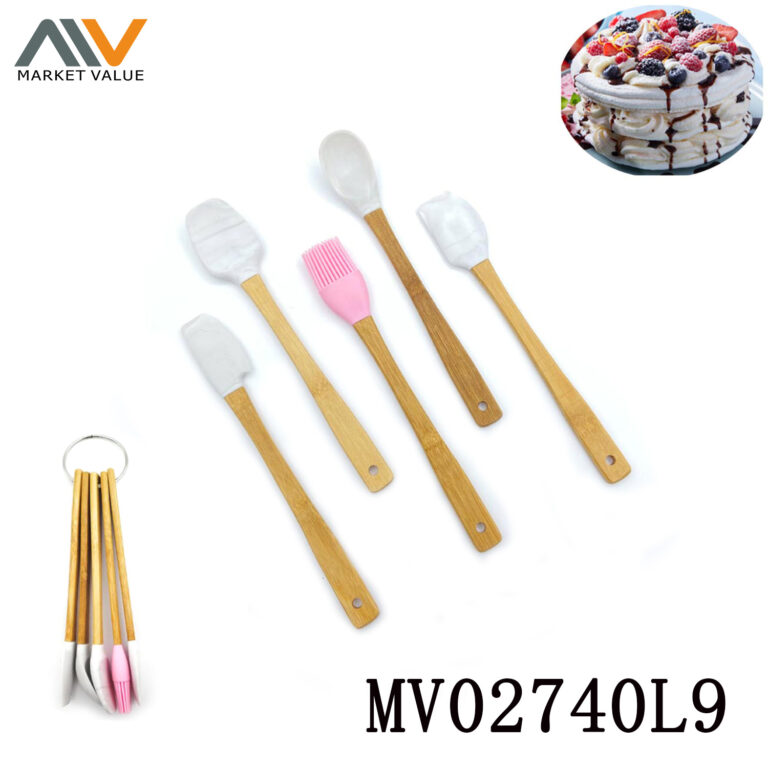 5Pcs Mini Silicone Tools With Bamboo Handle