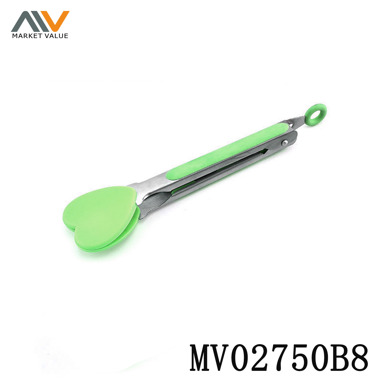 MV02750B8 9"Heart Shaped Silicone + Ss Food Clip