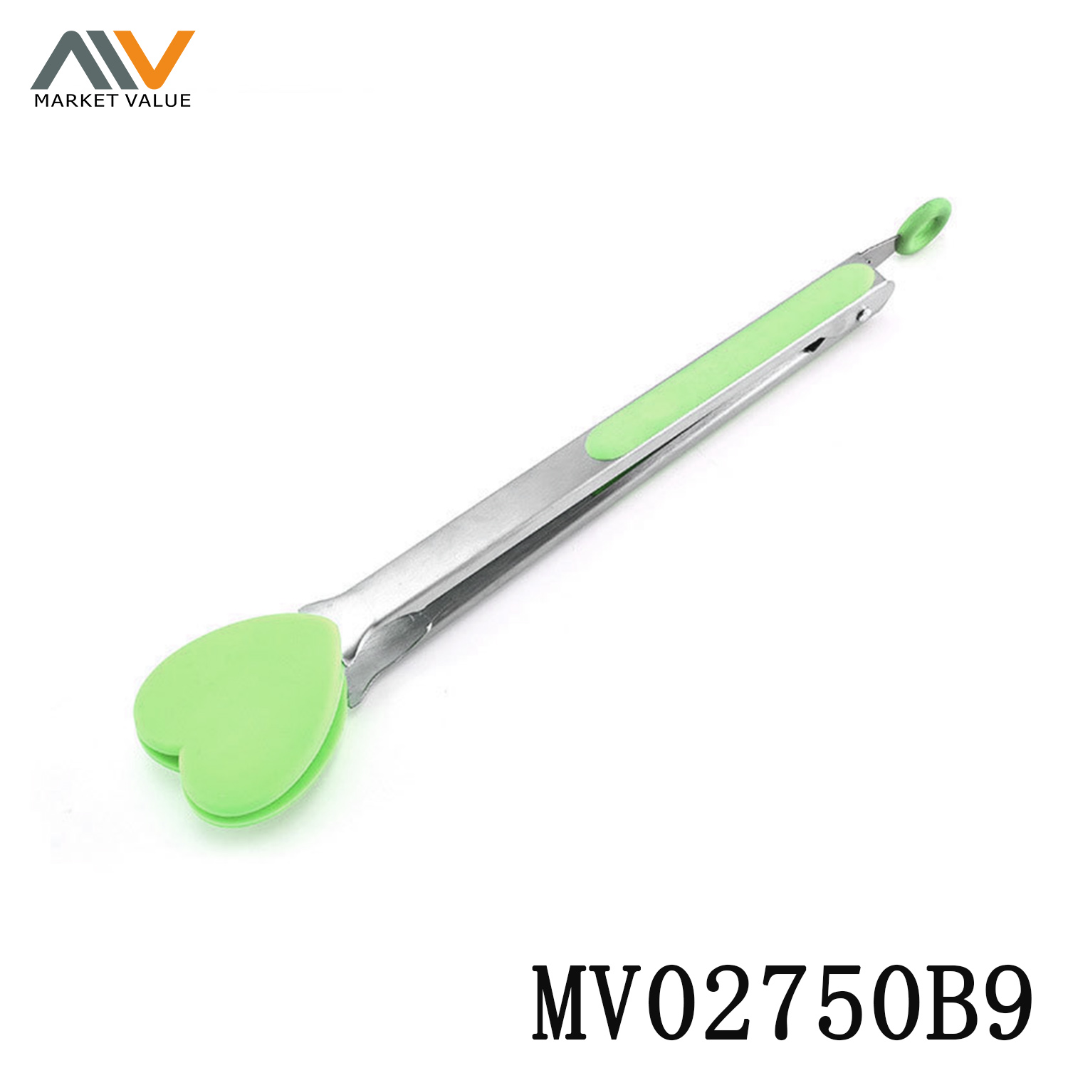 MV02750B9 12"Heart Shaped Silicone + Ss Food Clip
