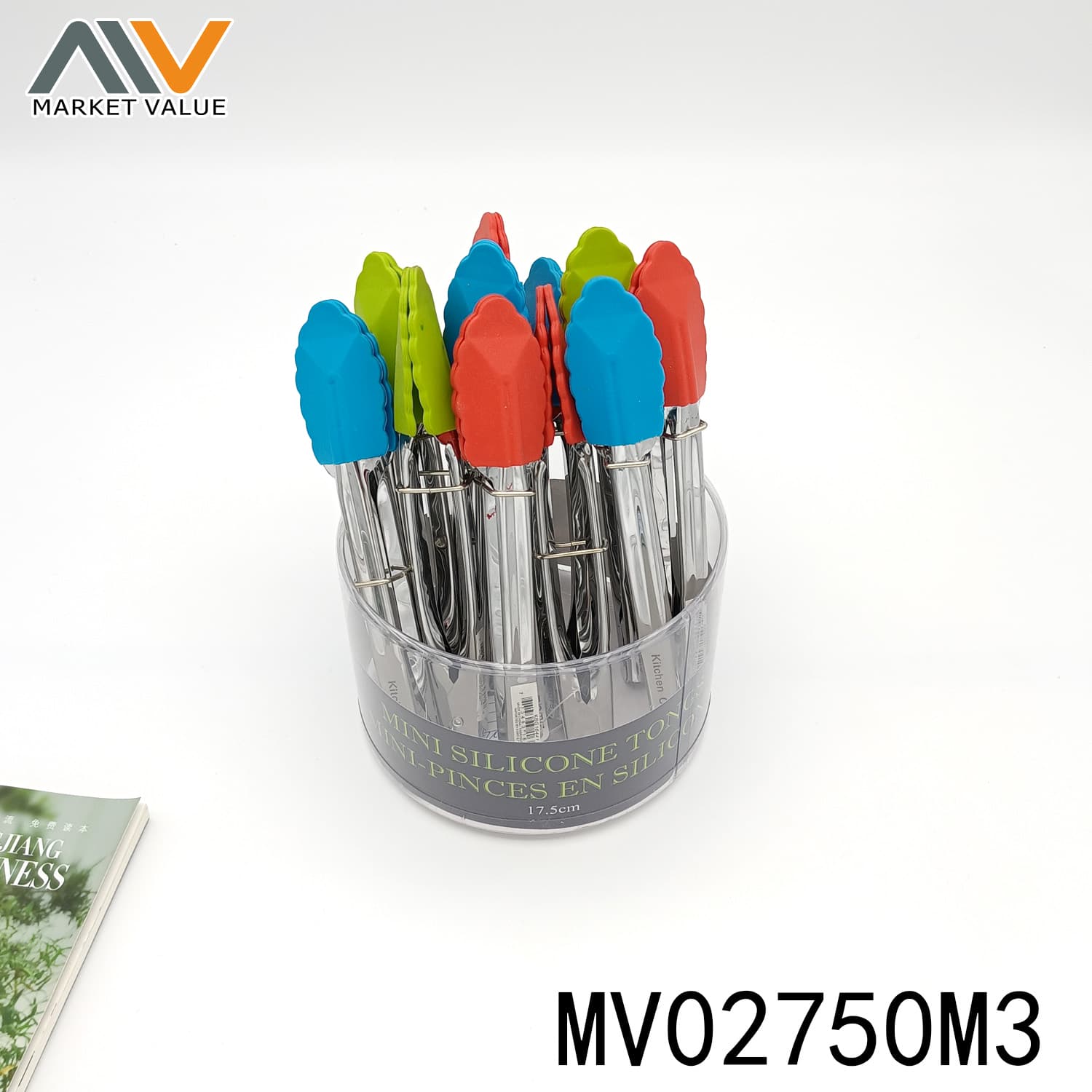 MV02750M3 8In Mini Food Tong Wsilicone Head 24Pc In Pvc Tube