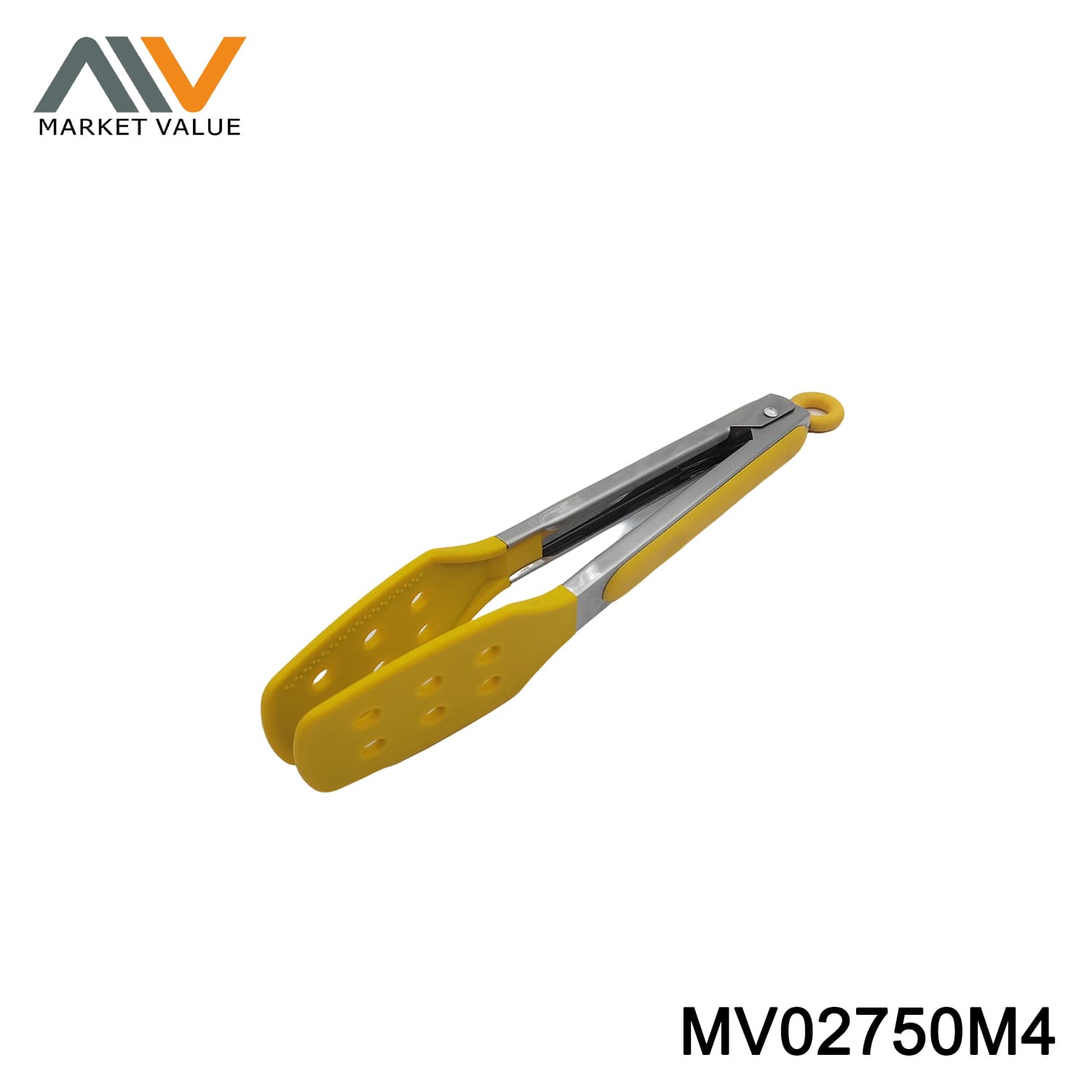 MV02750M4 9"DELUXE SILICONE + S/S HANDLE FOOD TONG