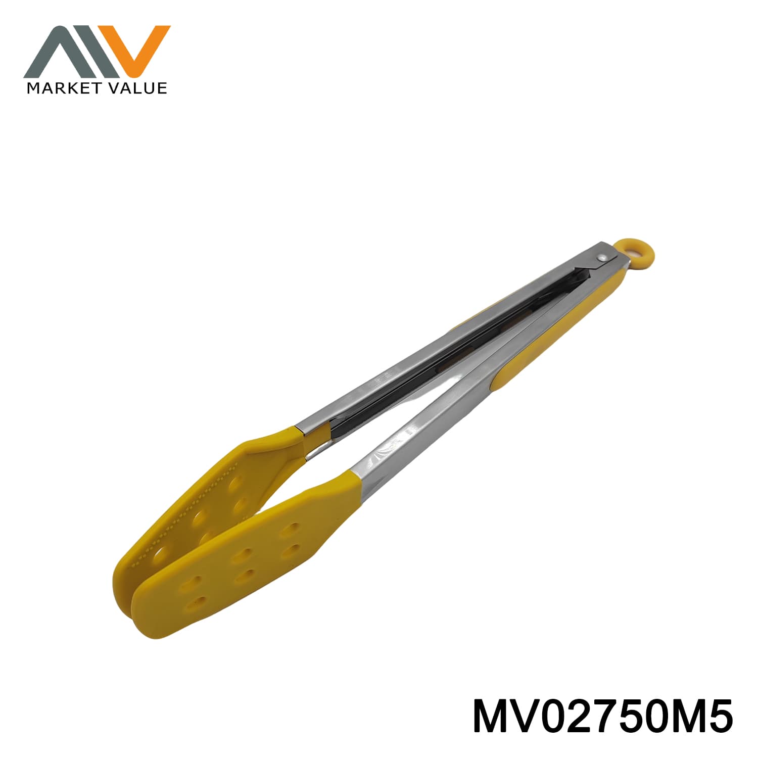 MV02750M5 12"DELUXE SILICONE + S/S HANDLE FOOD TONG