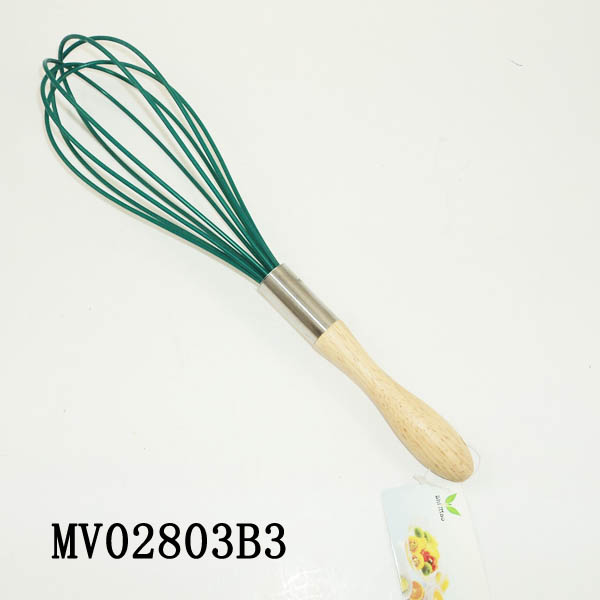 MV02803B3 12.5"Egg Beater Silicone Line + Wooden Handle