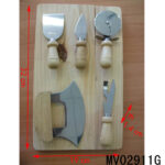 5 Pcs Cheese Set (Thickness 1.2Mm) With Pine Wood Cutting Board