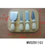 4 Pcs Cheese Set (Thickness 1.2Mm) With Pine Wood Cutting Board