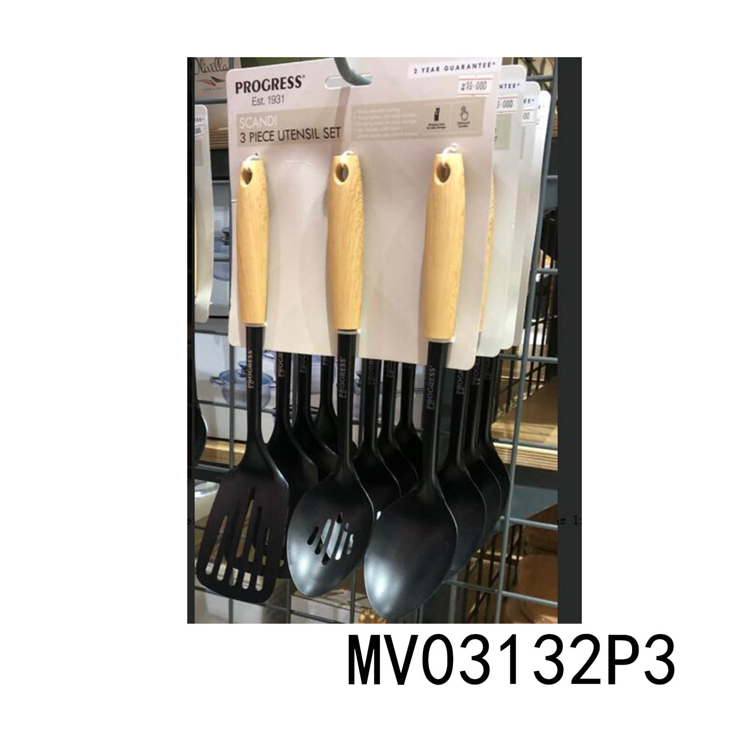 MV03132P3 Sets Of 3Pcs Silicone Utensils With Wood Handle