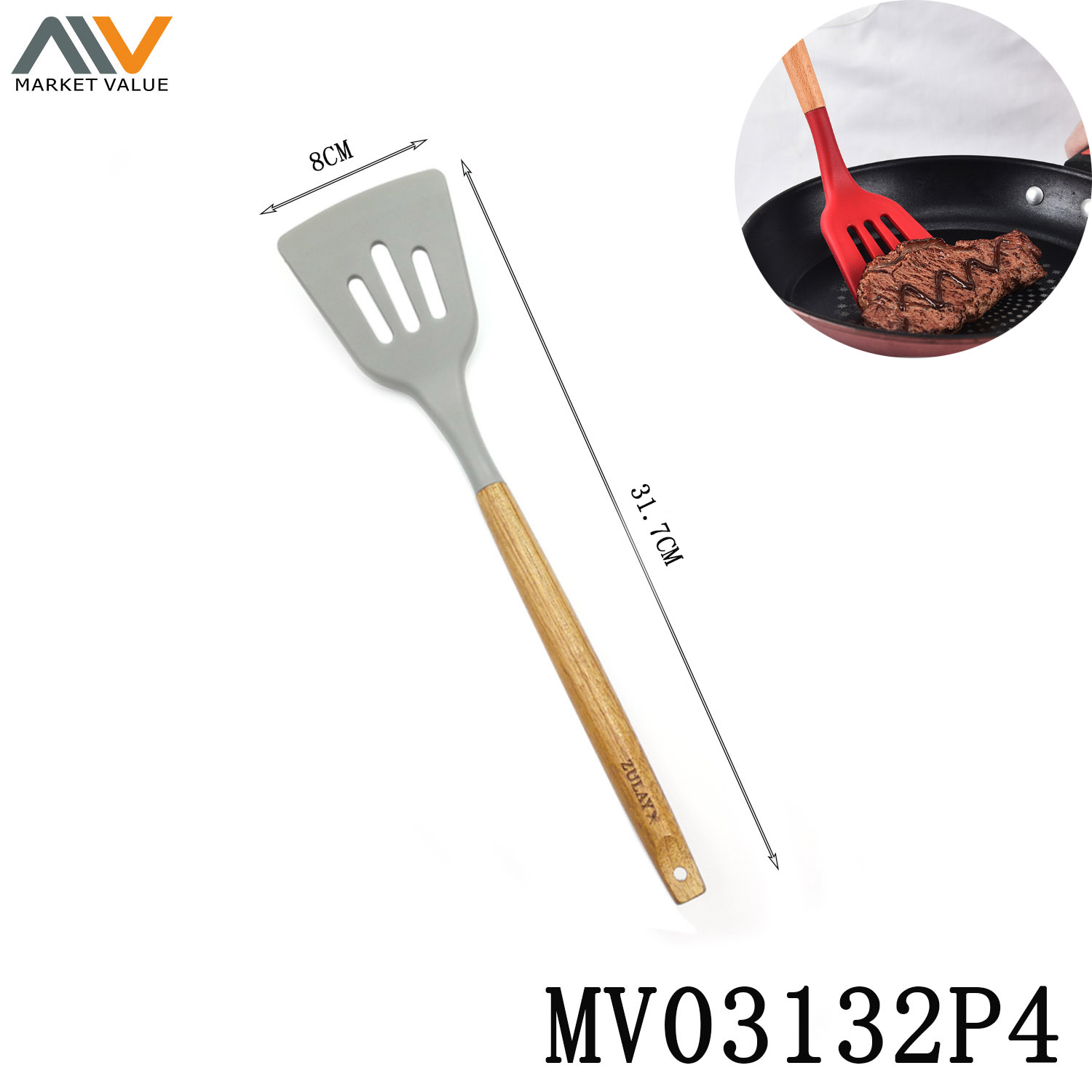 MV03132P4 Silicone Leakage Shovel With Wooden Handle