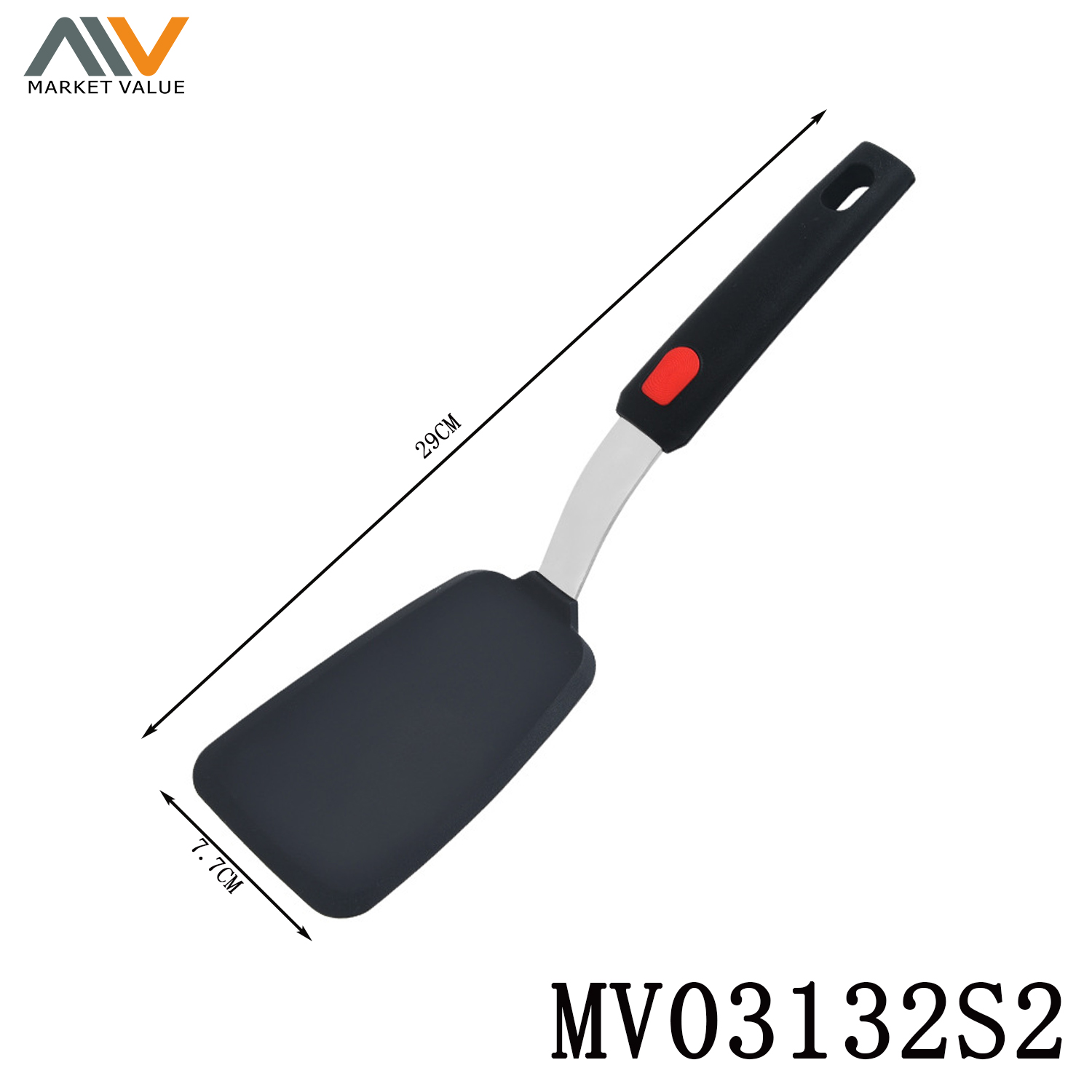 MV03132S2 Ss & Silicone Kitchenware/Long Spatula