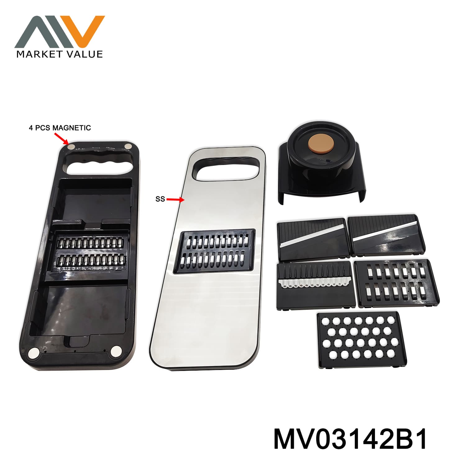 MV03142B1 Multi-Functional Grater With 4Pcs Magnetic In Color Box
