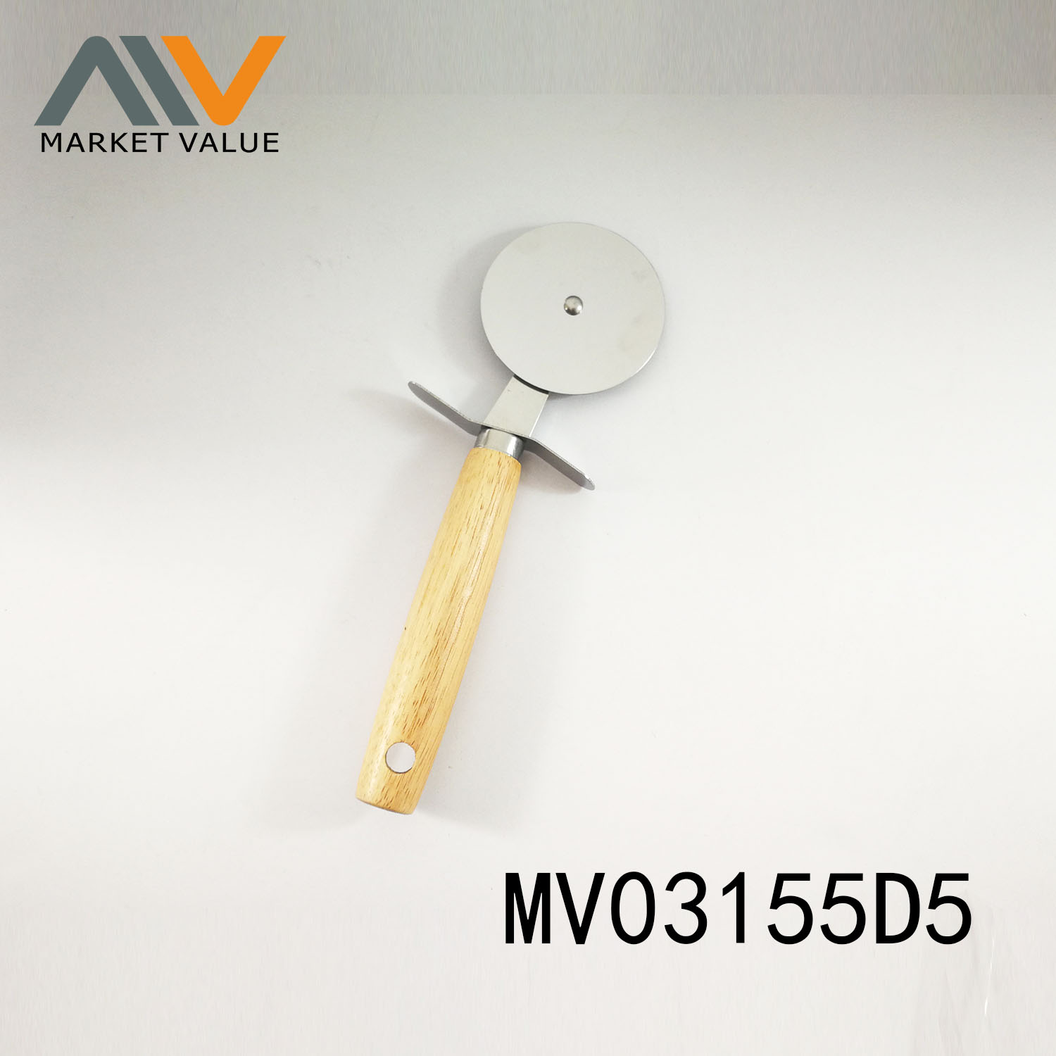 MV03155D5 S/S Pizza Cutter With Wooden Handle