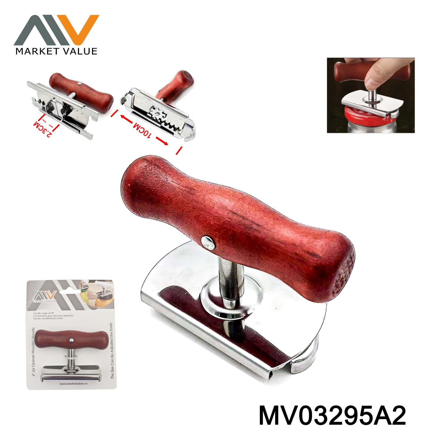 MV03295A2 4" Jar Opener Wooden Handle Tc