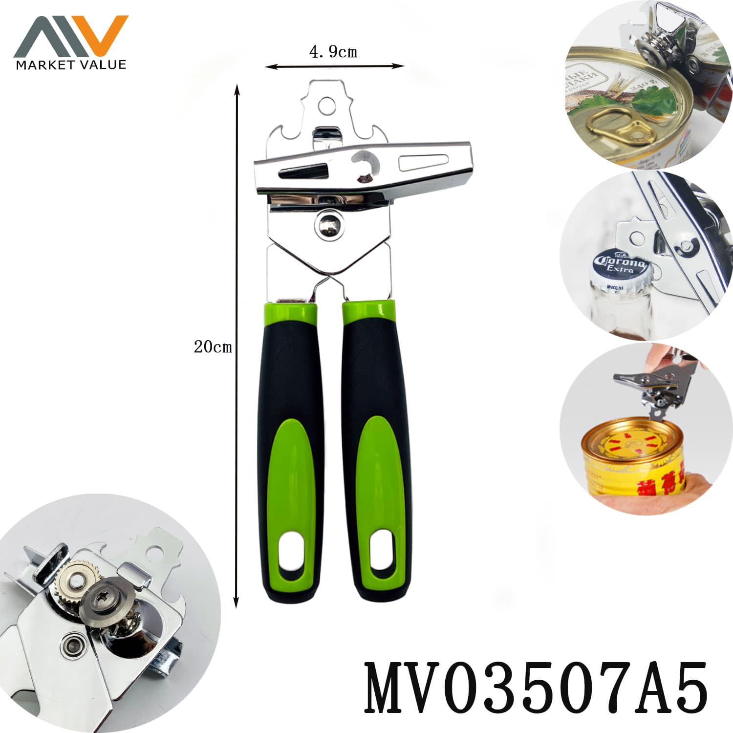 MV03507A5 Powerful Multi Function Can Opener With Pp Handle