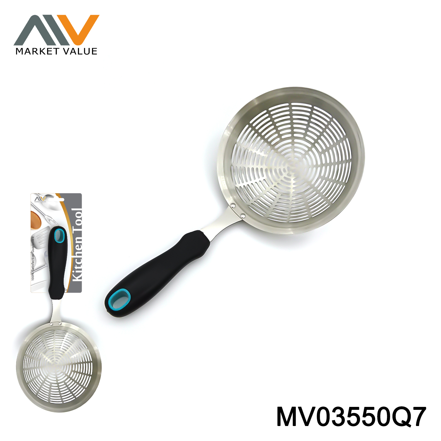 MV03550Q7 16CM SS Long Hole Strainer With TPR Handle