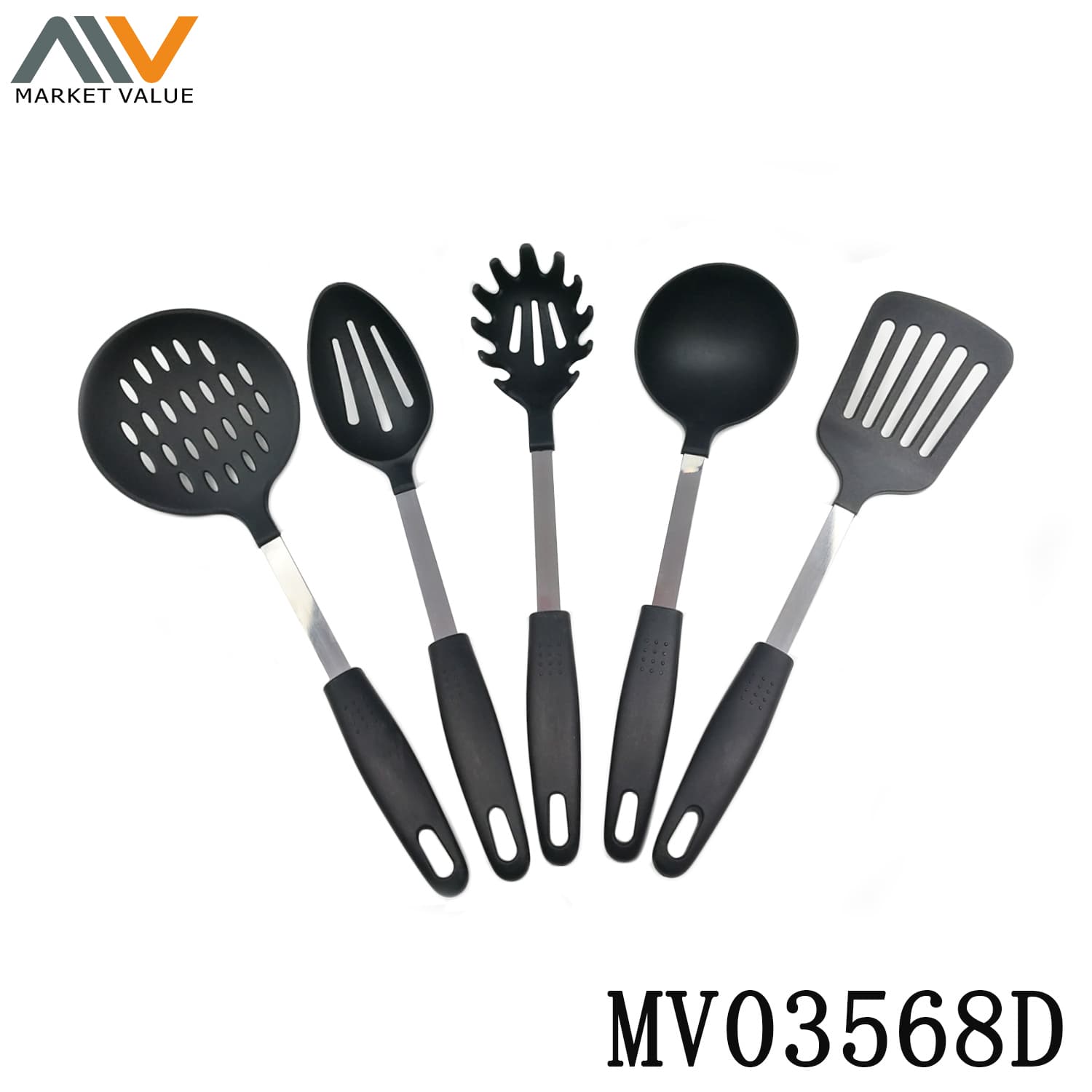 MV03568D 5Pc Nylon Kitchen Tools With S/S Pp Handle