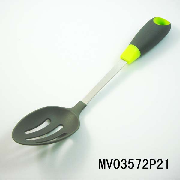 MV03572P21 S/S Rubber And Plastic Handle Nylon Slotted Spoon T/C