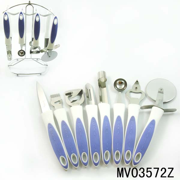 MV03572Z 9Pcs Tpr+Pp Handle Kitchen Tools S/S