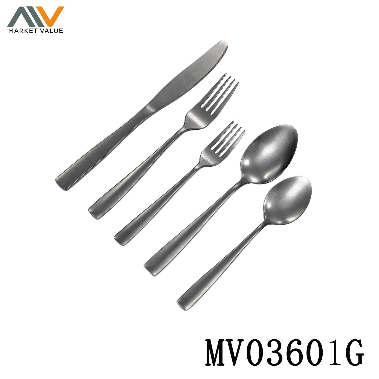 MV03601G 5 Piece Titanium Plated Tableware Set