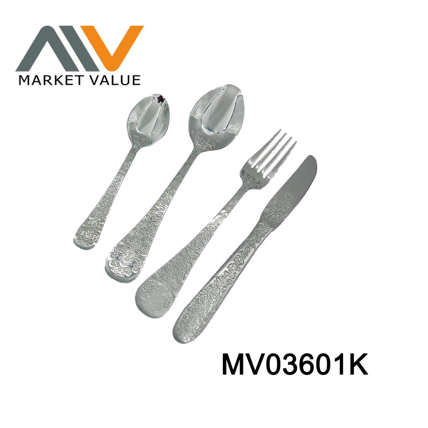 MV03601K 4Pcs Ss Tableware Set With Pattern Handle