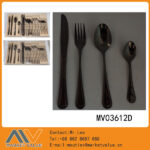 24Pcs Black Gold Plated  Cutlery Set In Window Box
