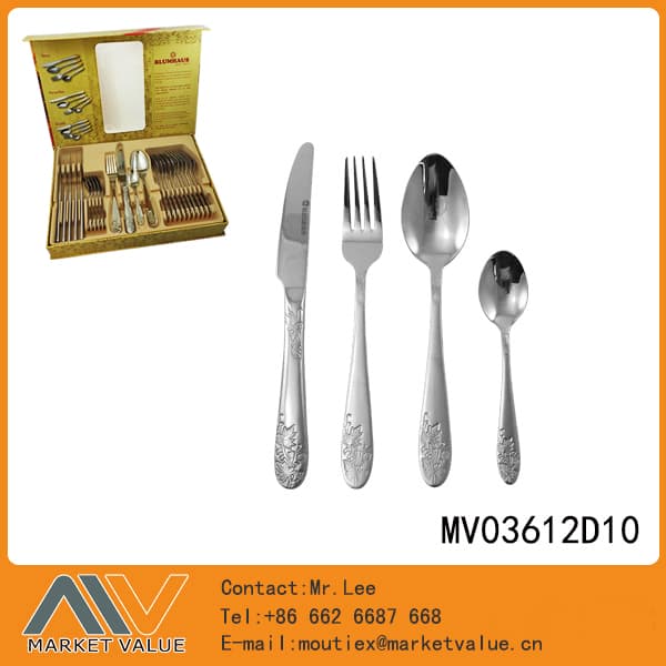 MV03612D10 24 Pcs S/S Fork & Knife & Spoon & Tea Spoon