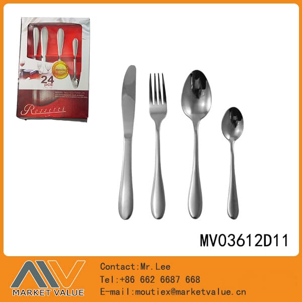 MV03612D11 24 Pcs S/S Fork Knife Spoon Tea Spoon With Color Box
