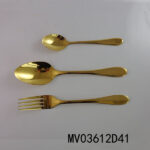 3Pcsgold Plated Stainless Steel Tableware