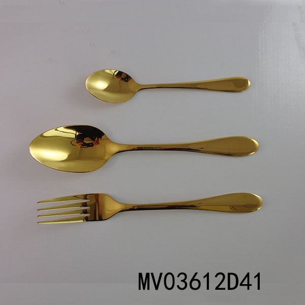 MV03612D41 3Pcsgold Plated Stainless Steel Tableware