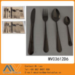 24Pcs Black Gold Plating  Cutlery Set In Window Box