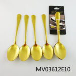 4Pcs Golden Plate Dinner Spoon T/C