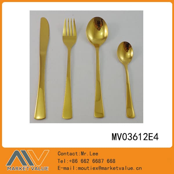 MV03612E4 4Pcs Gold Plating Cutlery Set