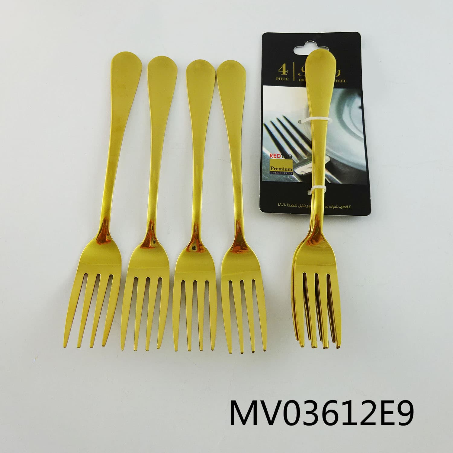 MV03612E9 4Pc S/S Golden Plate Dinner Fork T/C