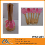 6Pcs Silicone Tools With Wooden Handle In Wooden Stand