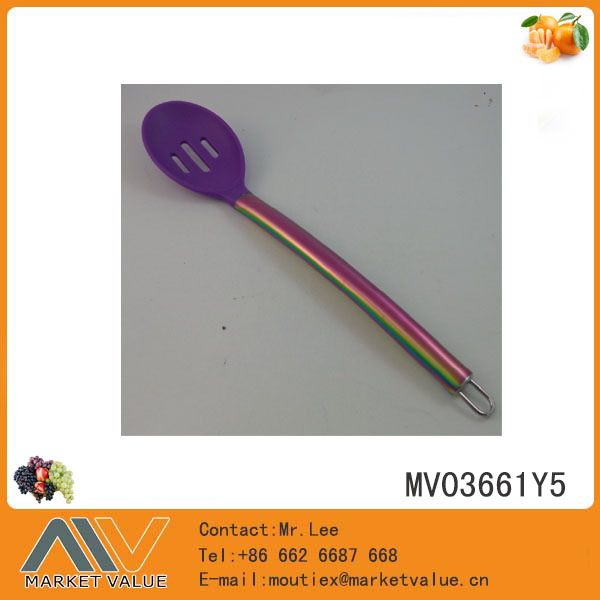 MV03661Y5 Silicon Kitchen Tools With Tube Handle/Slotted Spoon