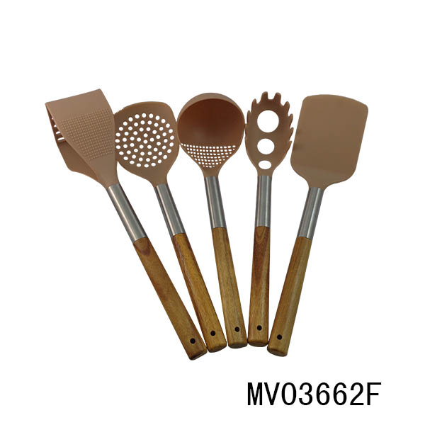 MV03662F 5 Pcs Nylon Kitchen Tools With Wooden Handle