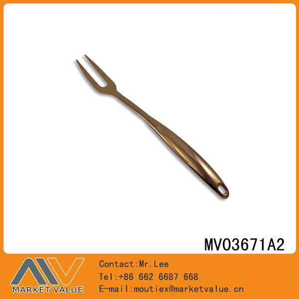 MV03671A2 Fingerprint Handle Rose Gold-Plating S.S Meat Fork,T/C