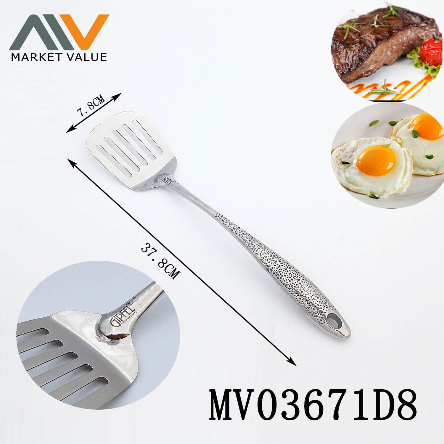 MV03671D8 S.S Slotted Turner